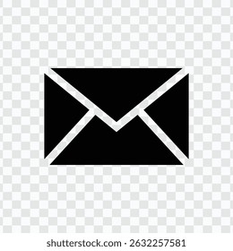 Icono de sobre negro, Símbolo de comunicación de correo electrónico, Diseño de mensaje postal, Ilustración de correo simple