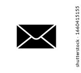 Black envelope icon in flat style. Mail symbol isolated on white background. Simple message abstract icon. Vector illustration for graphic design, logo, Web, UI, mobile app.