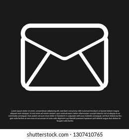 Black Envelope icon isolated on black background. Email message letter symbol. Vector Illustration