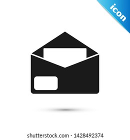 Black Envelope icon isolated on white background. Email message letter symbol.  Vector Illustration