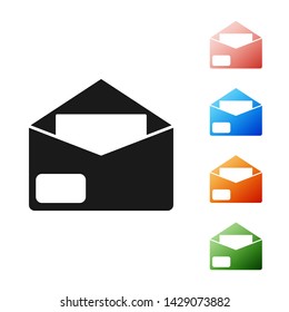 Black Envelope icon isolated on white background. Email message letter symbol. Set icons colorful. Vector Illustration