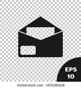 Black Envelope icon isolated on transparent background. Email message letter symbol.  Vector Illustration