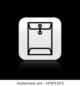 Black Envelope icon isolated on black background. Email message letter symbol. Square button vector Illustration
