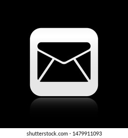 Black Envelope icon isolated on black background. Email message letter symbol. Square button vector Illustration