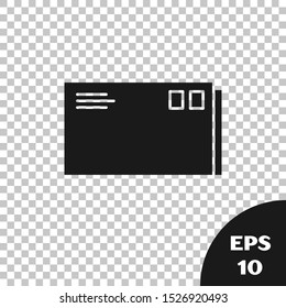Black Envelope icon isolated on transparent background. Email message letter symbol.  Vector Illustration