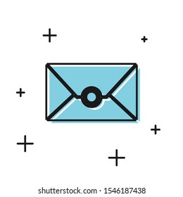 Black Envelope icon isolated on white background. Email message letter symbol.  Vector Illustration