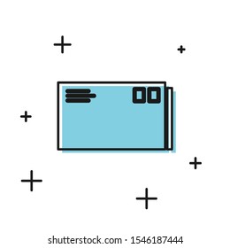 Black Envelope icon isolated on white background. Email message letter symbol.  Vector Illustration