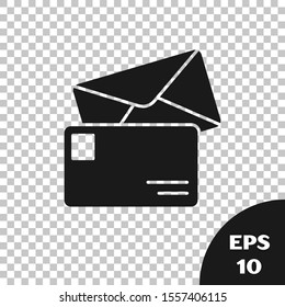 Black Envelope icon isolated on transparent background. Email message letter symbol.  Vector Illustration