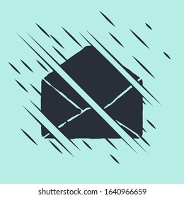 Black Envelope icon isolated on green background. Email message letter symbol. Glitch style. Vector Illustration