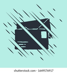 Icono sobre negro aislado en fondo verde. Símbolo de carta de mensaje de correo electrónico. El estilo de Glitch.  Ilustración vectorial