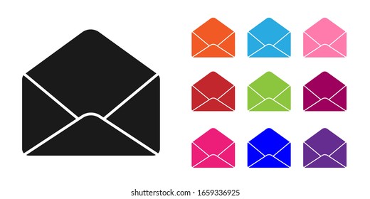 Black Envelope icon isolated on white background. Email message letter symbol. Set icons colorful. Vector Illustration