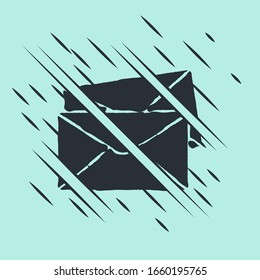 Icono sobre negro aislado en fondo verde. Símbolo de carta de mensaje de correo electrónico. El estilo de Glitch. Ilustración vectorial