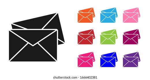 Black Envelope icon isolated on white background. Email message letter symbol. Set icons colorful. Vector Illustration