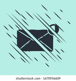 Black Envelope icon isolated on green background. Received message concept. New, email incoming message, sms. Mail delivery service. Glitch style. Vector Illustration