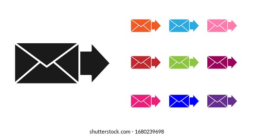 Black Envelope icon isolated on white background. Email message letter symbol. Set icons colorful. Vector Illustration