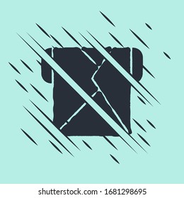 Black Envelope icon isolated on green background. Email message letter symbol. Glitch style. Vector Illustration