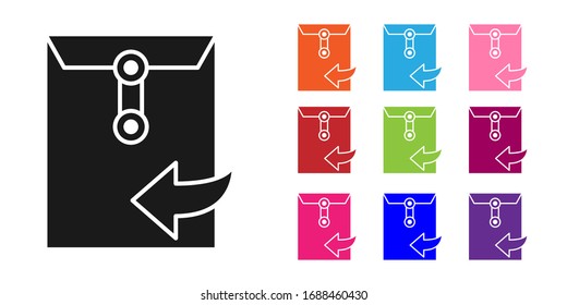 Black Envelope icon isolated on white background. Received message concept. New, email incoming message, sms. Mail delivery service. Set icons colorful. Vector Illustration