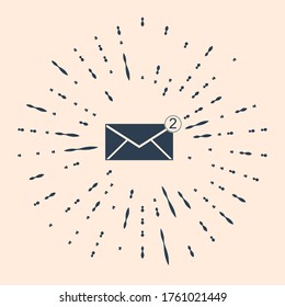Black Envelope icon isolated on beige background. Received message concept. New, email incoming message, sms. Mail delivery service. Abstract circle random dots. Vector Illustration