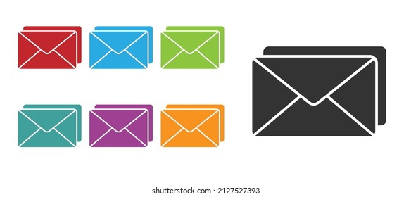 Icono sobre negro aislado en fondo blanco. Símbolo de la carta de correo electrónico. Indique los iconos en colores. Ilustración vectorial