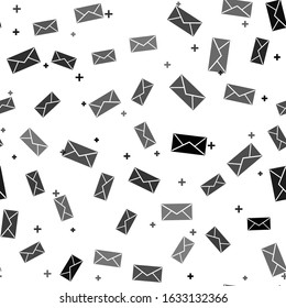 Black Envelope icon isolated seamless pattern on white background. Email message letter symbol.  Vector Illustration