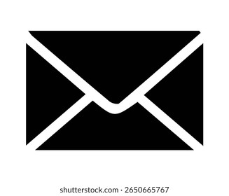 Black Envelope Icon for Mail and Communication, Vector File.