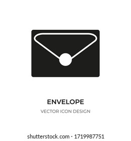 Black envelope icon. Modern graphic sign mail, message, news. Pictogram silhouette for design logo e-mail letter. Symbol contact information for web ui, internet document. Isolated vector illustration