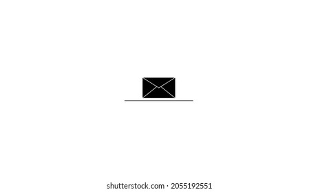 Black envelope icon on white background