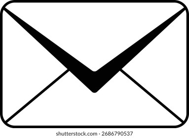 Ícone de envelope preto sobre fundo branco carta de correio gráfico simples