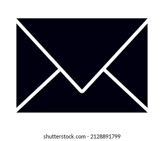 black envelope icon over white