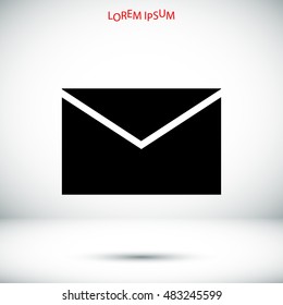 black envelope icon, vector best flat icon, EPS