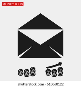 black envelope icon, vector best flat icon, EPS