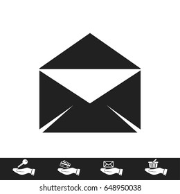 black envelope icon, vector best flat icon, EPS