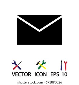 black envelope icon, vector best flat icon, EPS