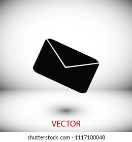 black envelope icon, Vector EPS 10 illustration style