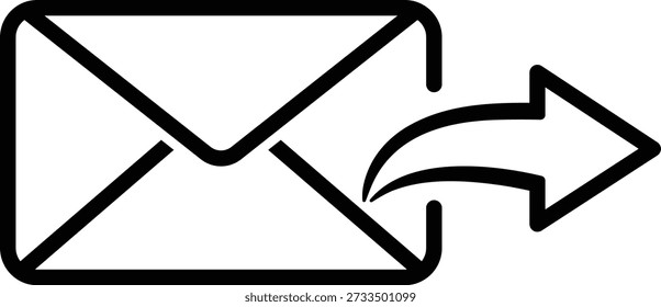 Black envelope with outgoing arrow symbol on white background email send