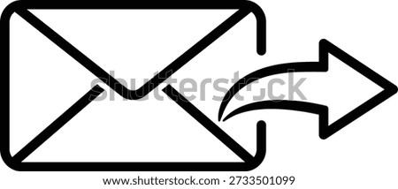 Black envelope with outgoing arrow symbol on white background email send