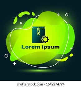 Black Envelope setting icon isolated on black background. Abstract banner with liquid shapes. Vector Illustration