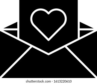 Black Envelope with Valentine heart icon isolated on white background. Message love. Letter love and romance.  Vector Illustration