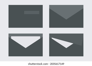 Black envelopes icon set vector illustration. Communication-related stationary symbols. 