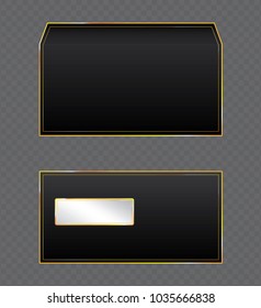 Black envelops  with gold lines frame. Gradient mesh. High resolution