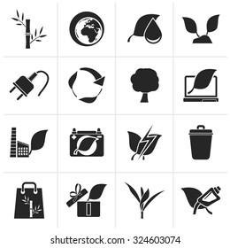 Black Environment and Conservation icons - vector icon set