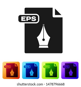 Black EPS file document. Download eps button icon isolated on white background. EPS file symbol. Set icons in color square buttons. Vector Illustration