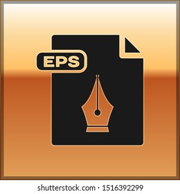 Black EPS file document. Download eps button icon isolated on gold background. EPS file symbol.  Vector Illustration