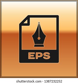 Black EPS file document icon. Download eps button icon isolated on gold background. EPS file symbol. Vector Illustration