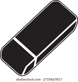 ícone de borracha preta isolado no vetor de fundo branco ilustração de escola e escritório papelaria