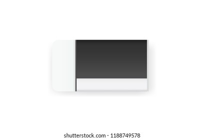 Black eraser on white background with soft shadow. Vector illustration.