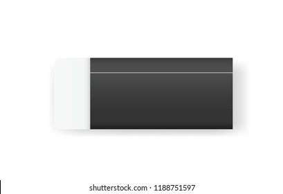 Black eraser on white background with soft shadow. Vector illustration.