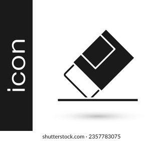 Black Eraser or rubber icon isolated on white background.  Vector