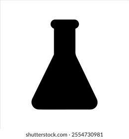 Black Erlenmeyer flask silhouette vector illustration on white background