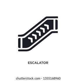 black escalator isolated vector icon. simple element illustration from accommodation concept vector icons. escalator editable logo symbol design on white background. can be use for web and mobile